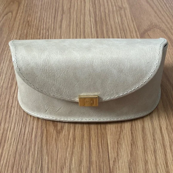 ❤️ Chloe Designer Sunglass Case and Cloth NEW CHLOE BEIGE SUEDE LEATHER SUNGLASSES EYEGLASSES HARD  main image 2